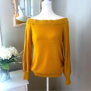 SOHO NEW YORK & CO Knit 3 Way to Wear Sweater Mustard Color Long Sleeves Size S